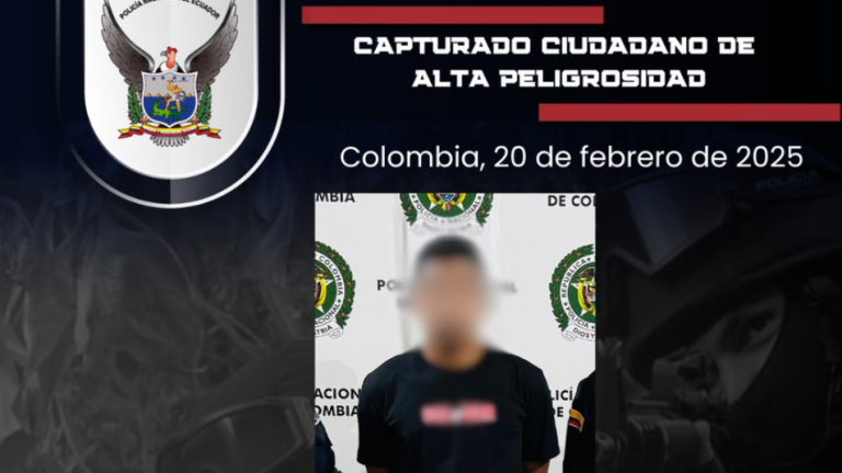 Capturan en Colombia a miembro de 'alta peligrosidad' de 'Los Choneros' con alerta roja de Interpol