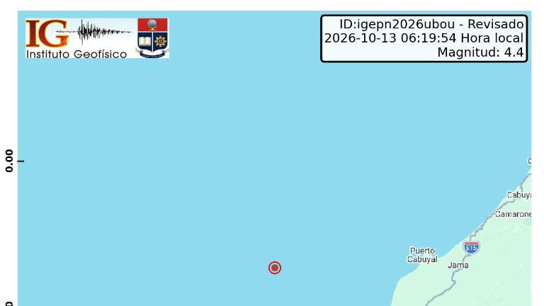 Sismo de magnitud 4,4 se registró frente a las costas de Manabí