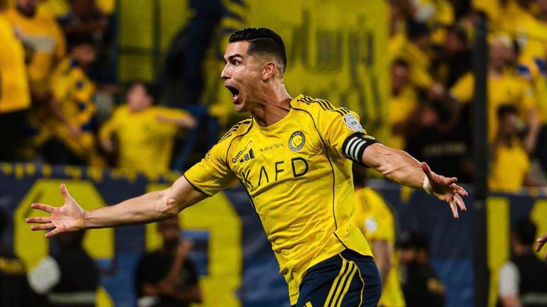 Cristiano Ronaldo celebrando el gol anotado en el partido del Al-Nassr frente al Al-Ahli.