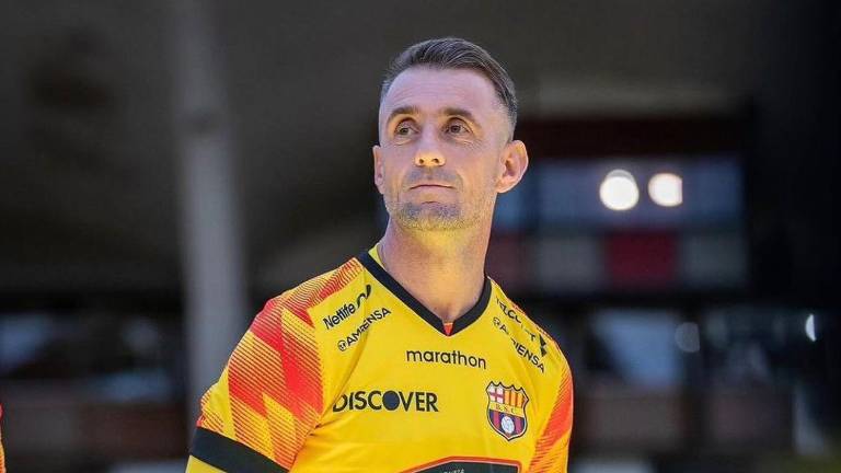 Damián Díaz vistiendo la camiseta de Barcelona SC.