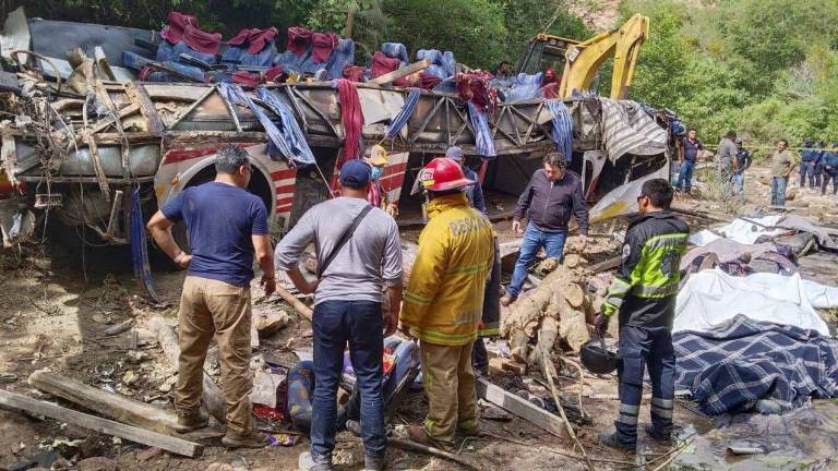 Mueren 25 personas al caer autobús de pasajeros en un barranco en México