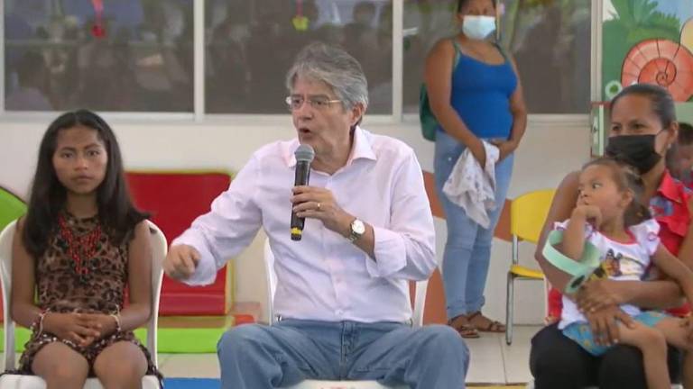 El presidente Guillermo Lasso durante un evento en Archidona, Napo.