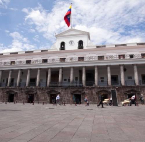 Fotografía del Palacio de Carondelet, en la ciudad de Quito.