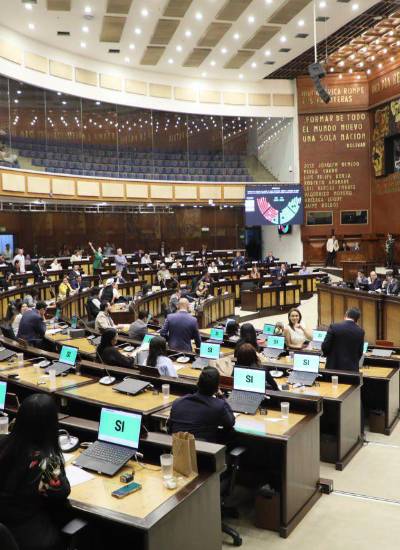 Fotografía del Pleno de la Asamblea Nacional, durante la votación por la moción de respaldo.