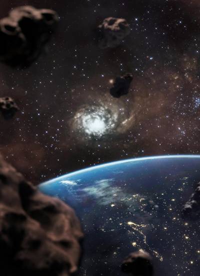 Asteroides orbitando cerca de la Tierra.