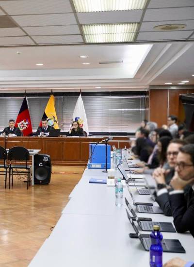 Primera sesión de la audiencia de juicio por el caso Sinohydro, instalada en la Corte Nacional de Justicia, en la ciudad de Quito.