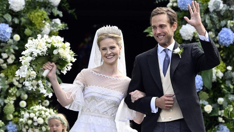 Así fue el vestido y las joyas de la princesa María Carolina en su boda con Leopoldo Maduro Vollmer