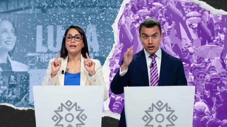 Los candidatos presidenciales Daniel Noboa y Luisa González participarán en el debate presidencia este domingo, 23 de marzo de 2025.