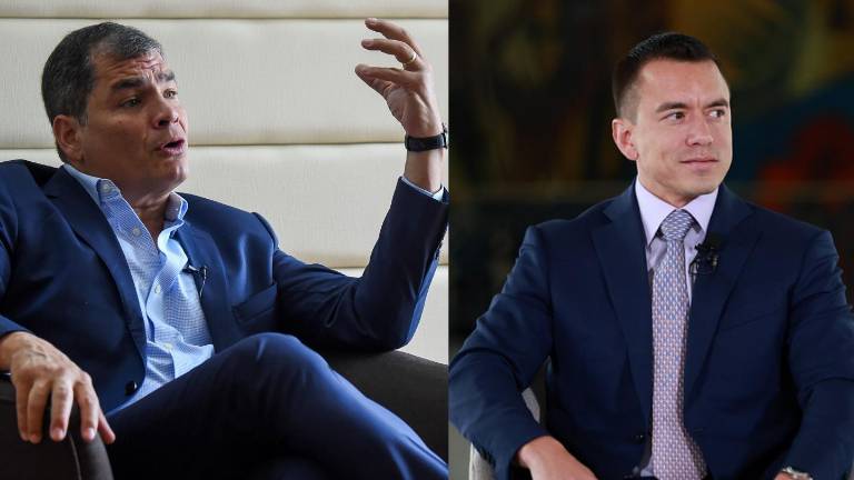 El expresidente Rafael Correa y el mandatario Daniel Noboa.