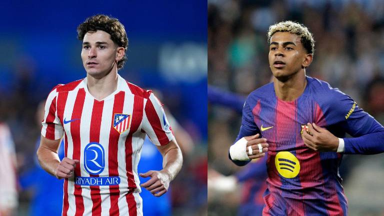 Julián Álvarez es jugador del Atlético de Madrid, mientras que Lamine Yamal es jugador de FC Barcelona.