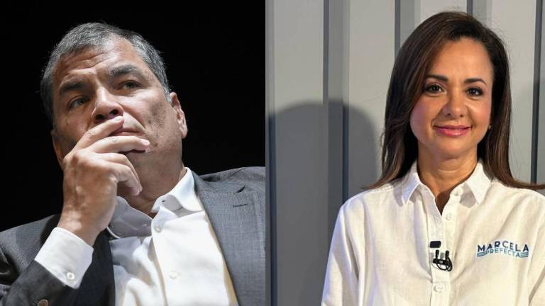 El expresidente Rafael Correa y la prefecta del Guayas, Marcela Aguiñaga.