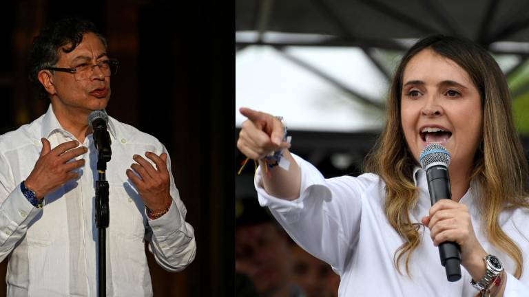Gustavo Petro, presidente de Colombia; y Paloma Valencia, candidata presidencial.