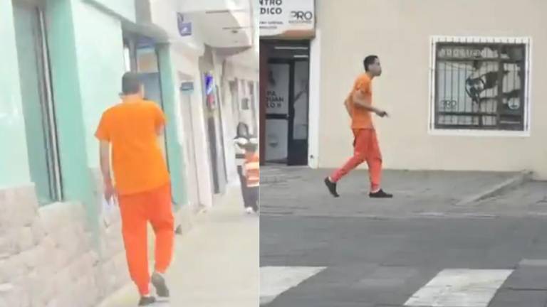 ¿Un preso caminando por Latacunga? Esto dice el SNAI sobre el hombre vestido de naranja