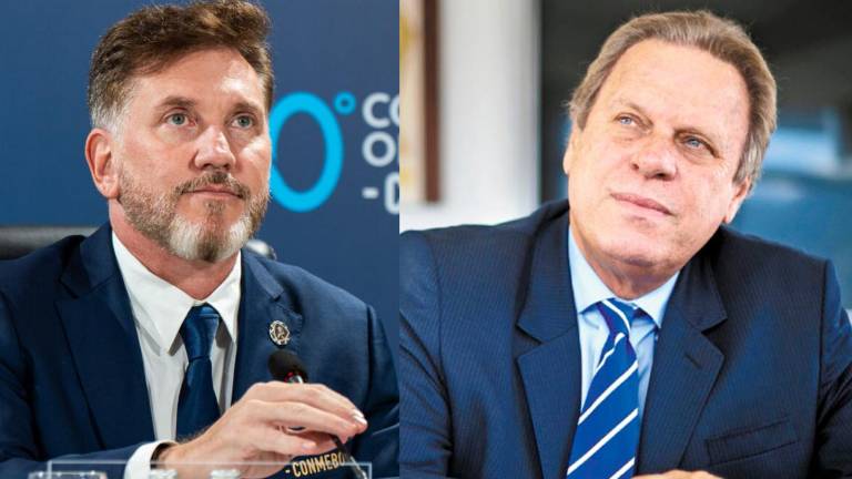 Alejandro Domínguez es presidente de CONMEBOL, mientras que Ramón Jesurún es presidente de la Federación Colombiana de Fútbol.