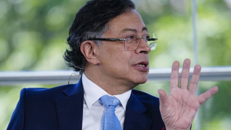 El presidente Colombia, Gustavo Petro durante la segunda entrega de 'Los Desayunos' de RTVE y la Agencia EFE celebrado este viernes en Barcelona.