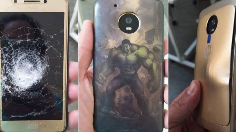 Hombre se salvó de recibir un balazo gracias a su celular con la carcasa de Hulk