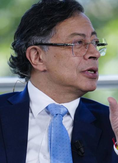 El presidente Colombia, Gustavo Petro durante la segunda entrega de 'Los Desayunos' de RTVE y la Agencia EFE celebrado este viernes en Barcelona.