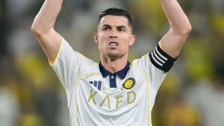 Cristiano Ronaldo celebrando el gol anotado al Damac FC en la ultima jornada de la Saudi Pro League.