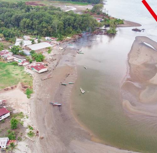 Hasta la línea roja era el territorio de Canchimalero. El mar ha ido ganando terreno con el paso de los años.