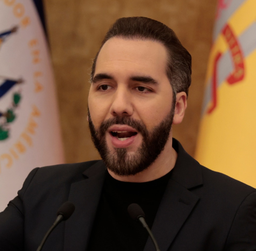 Nayib Bukele durante una rueda de prensa en San Salvador.