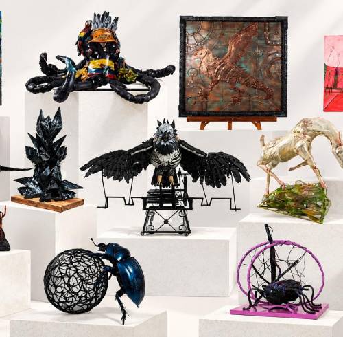 Fotografía de algunas esculturas participantes en la séptima edición de Arte Circular.