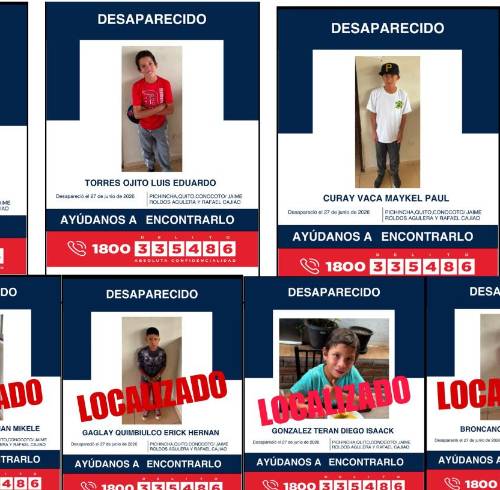 Ocho niños desaparecieron este sábado 27 de junio en Conocoto. Al momento, cinco ya fueron localizados.