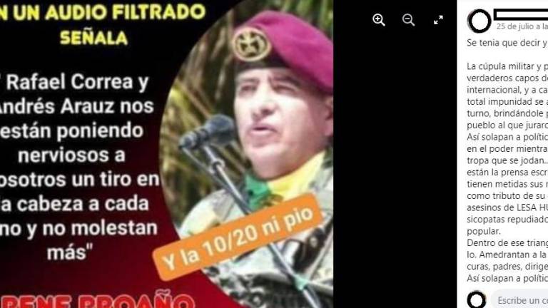 Es falso que un oficial del Ejército haya enviado audio que amenaza a Rafael Correa