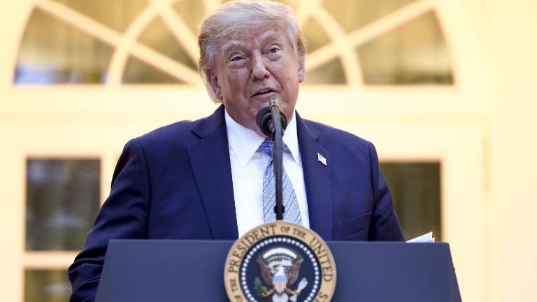 El presidente de Estados Unidos, Donald Trump, durante una alocución en el Jardín de las Rosas de la Casa Blanca en Washington.
