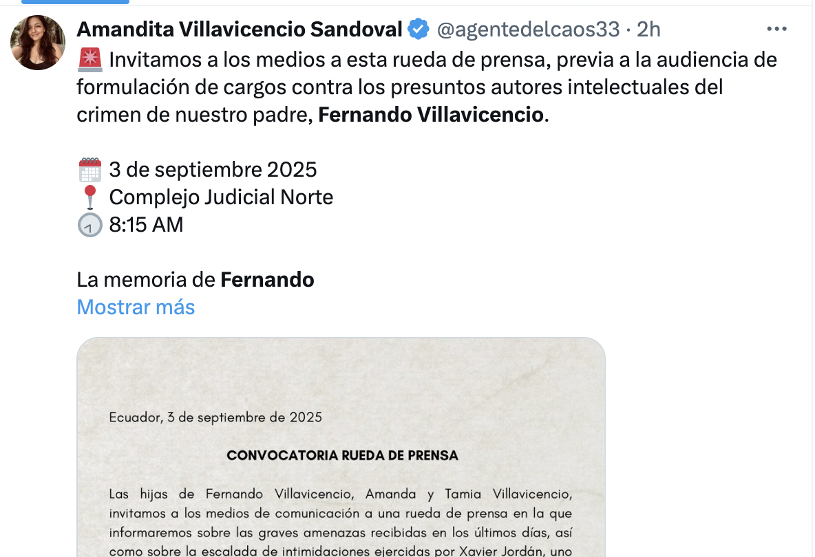 Amenazas a las hijas de Villavicencio
