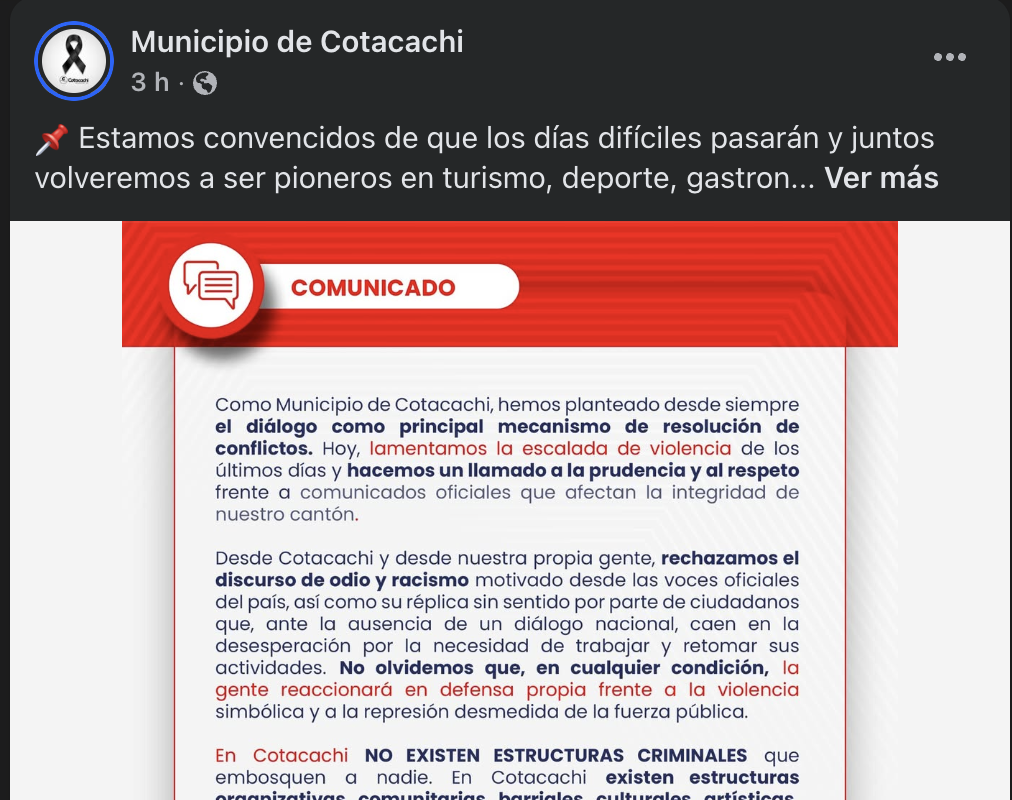 Municipio de Cotacachi se pronuncia