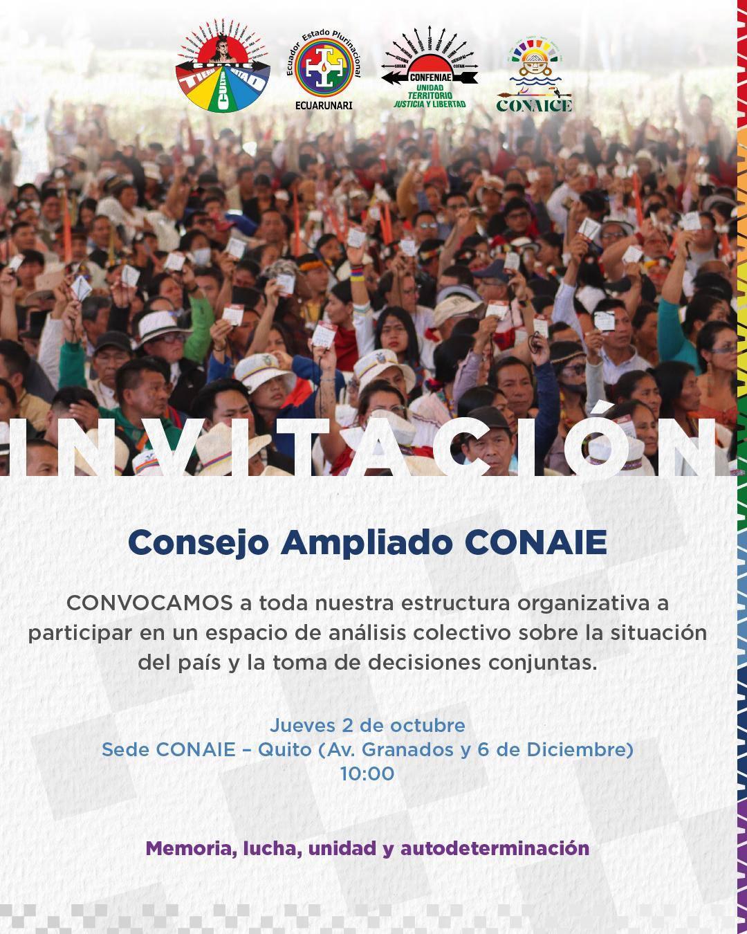 Conaie se reunirá el jueves 