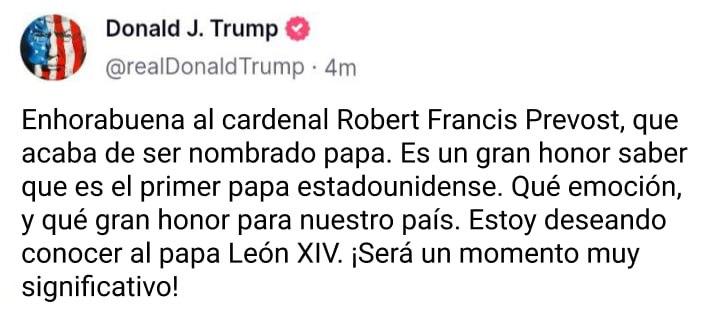 Donald Trump felicita 