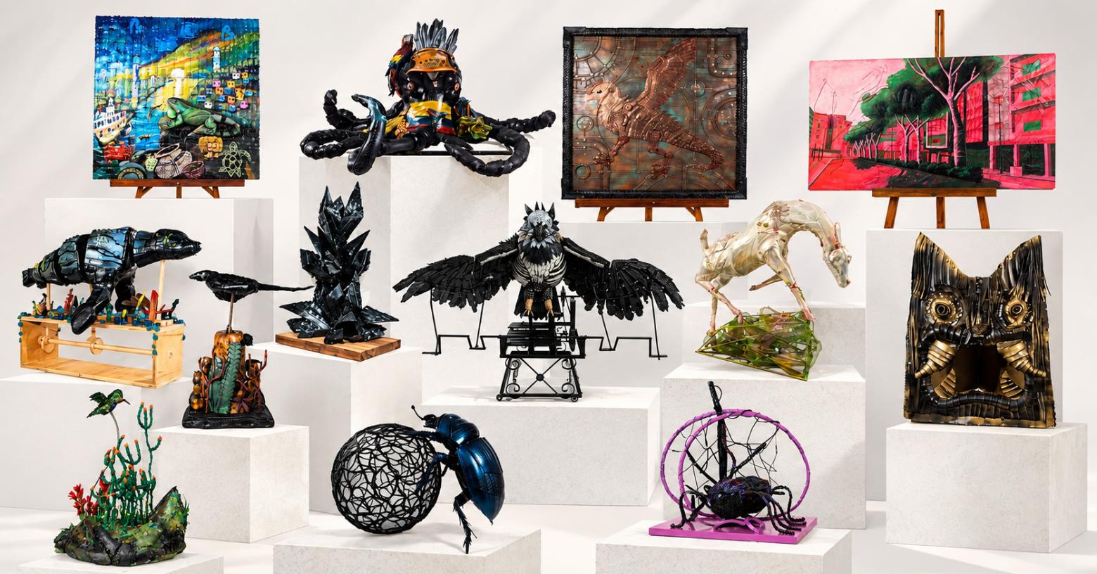 Arte Circular 2026: tres artistas ecuatorianos fueron reconocidos por convertir residuos en esculturas